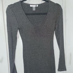 Grey Bodycon Ribbed Mini dress